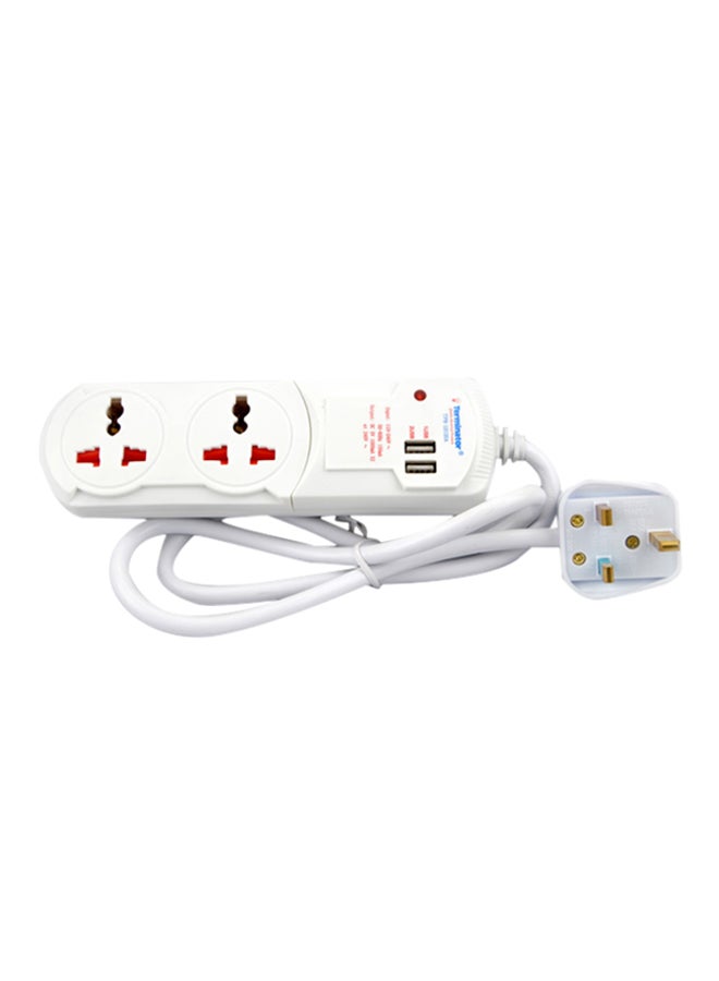 Terminator 2-Way Extension Socket With USB Port White 3meter  - Image 1