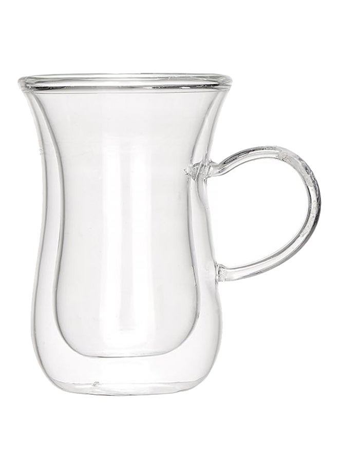12-Piece Double Wall Tea Glass Set With Handle Clear 80ml