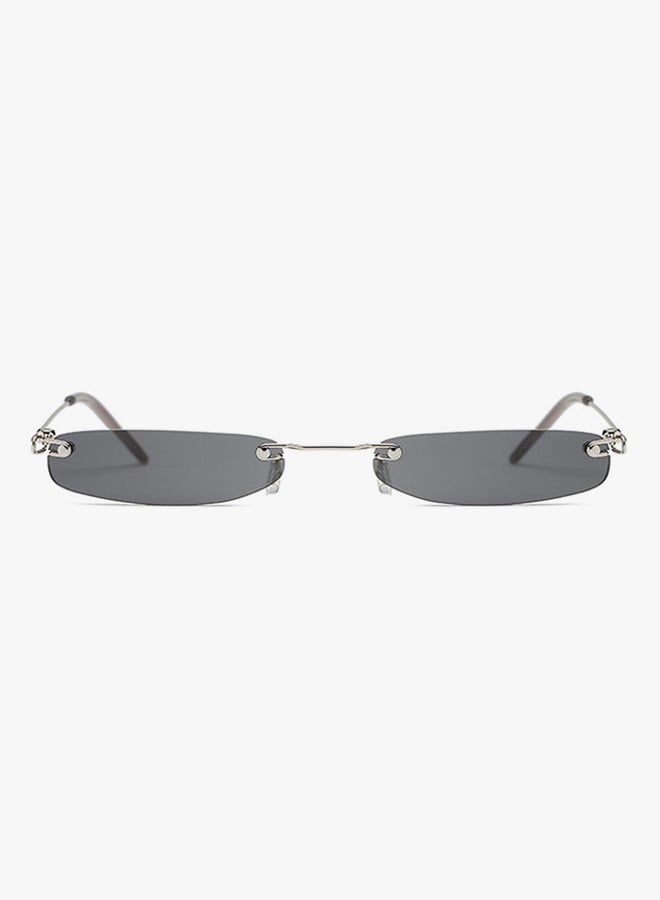 hikulity UV Protection Rectangular Sunglasses Silver/Grey  - Image 2