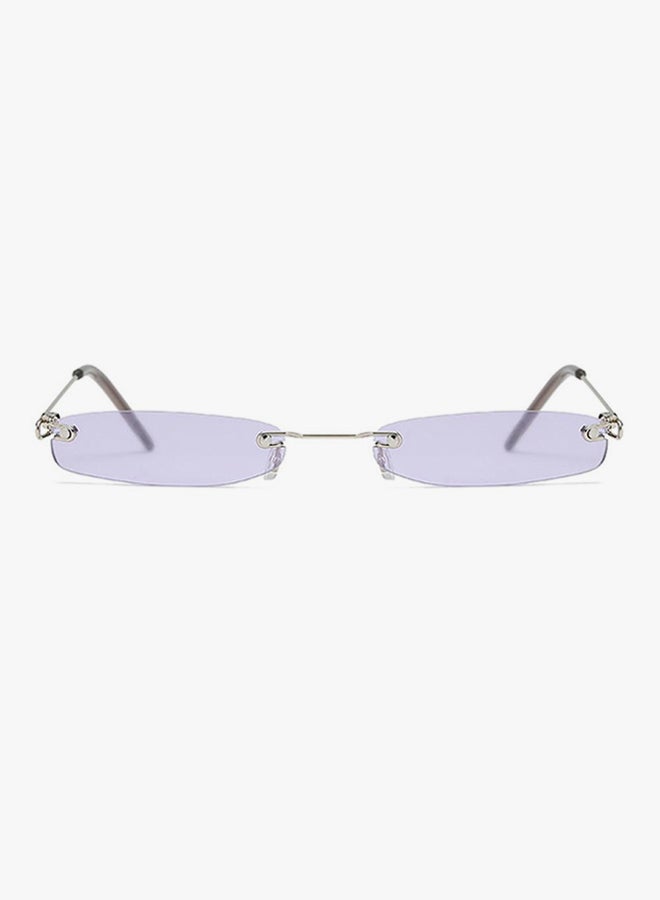 hikulity UV Protection Rectangular Sunglasses Silver/Purple  - Image 2
