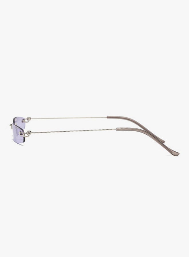 hikulity UV Protection Rectangular Sunglasses Silver/Purple  - Image 3