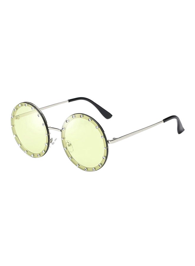 UV Protection Round Sunglasses Diamond/Silver Green