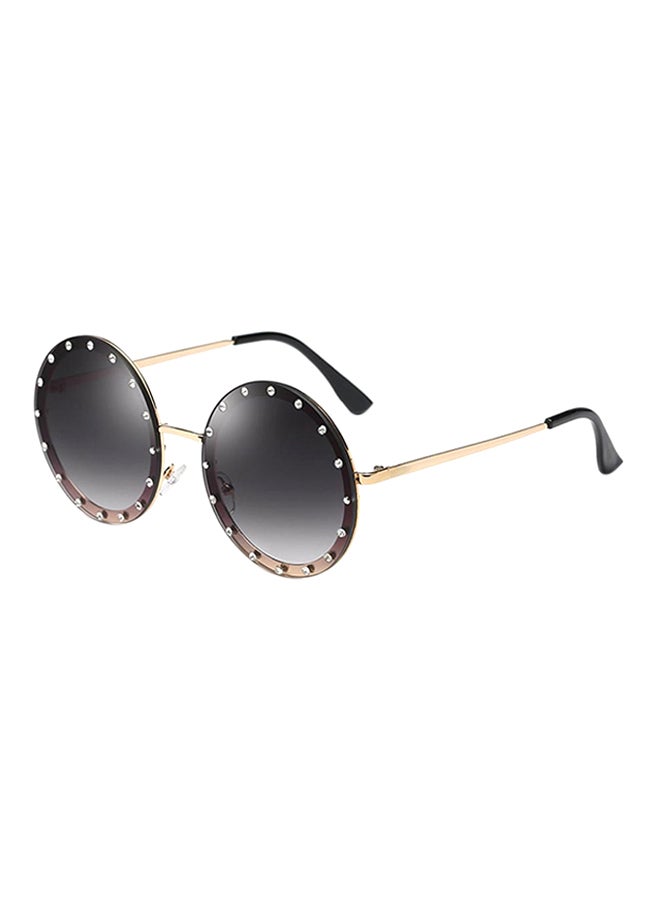 hikulity UV Protection Round Sunglasses Diamond/Gold Grey  - Image 1