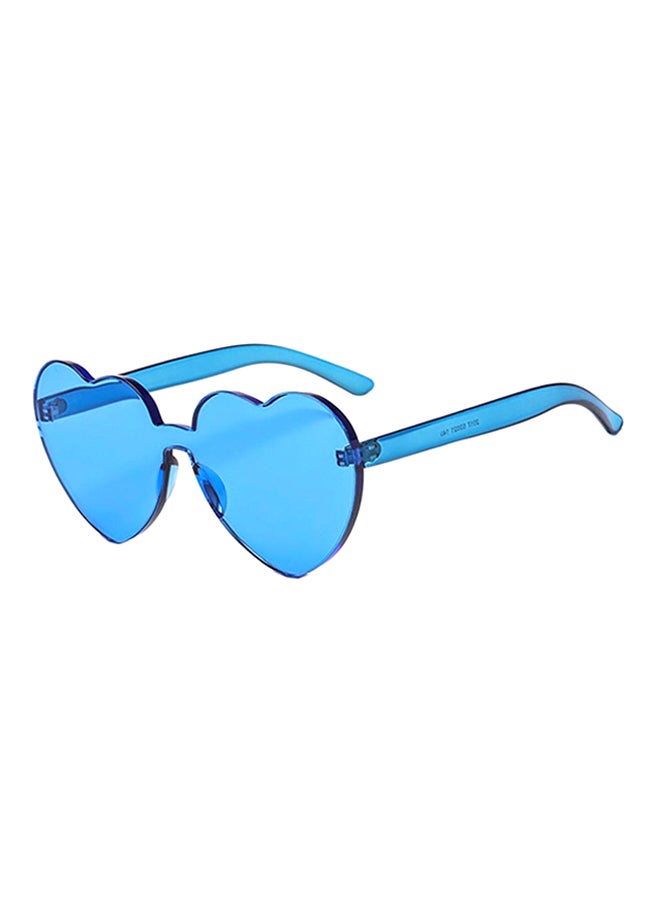 hikulity Women's UV Protection Asymmetrical Sunglasses Heart Blue/Blue  - Image 1