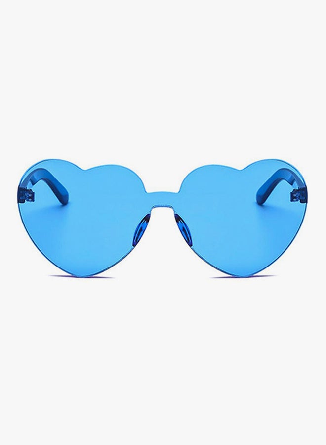 hikulity Women's UV Protection Asymmetrical Sunglasses Heart Blue/Blue  - Image 2