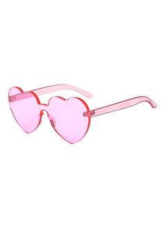hikulity Women's UV Protection Asymmetrical Sunglasses Heart Pink/Pink  - Image 1