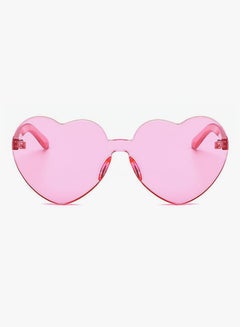 hikulity Women's UV Protection Asymmetrical Sunglasses Heart Pink/Pink  - Image 2