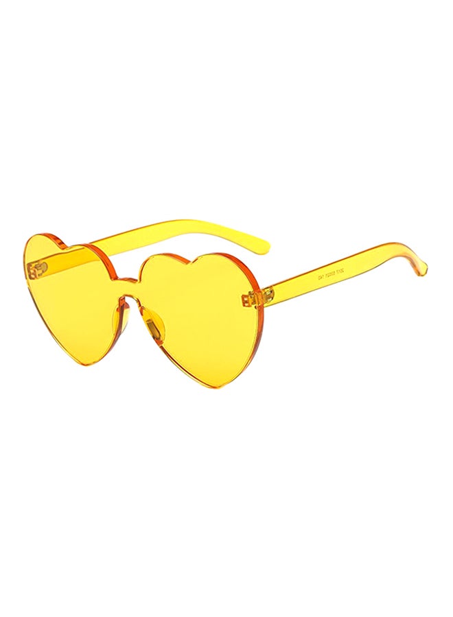 hikulity Women's UV Protection Asymmetrical Sunglasses Heart Yellow/Yellow  - Image 1