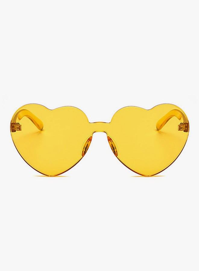 hikulity Women's UV Protection Asymmetrical Sunglasses Heart Yellow/Yellow  - Image 2