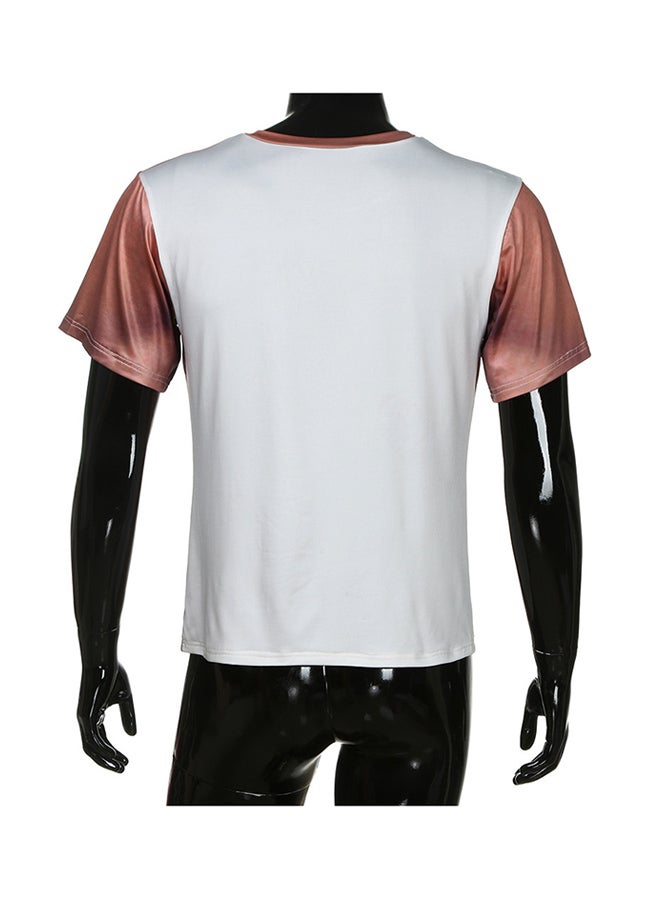 Generic - 3D Muscle Printed T-shirt Brown/White - Image 1