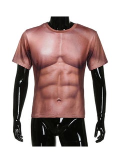 3D Muscle Printed T-shirt Brown/White