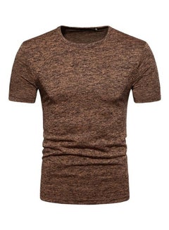 Polyester Round Neck T-shirt Coffee