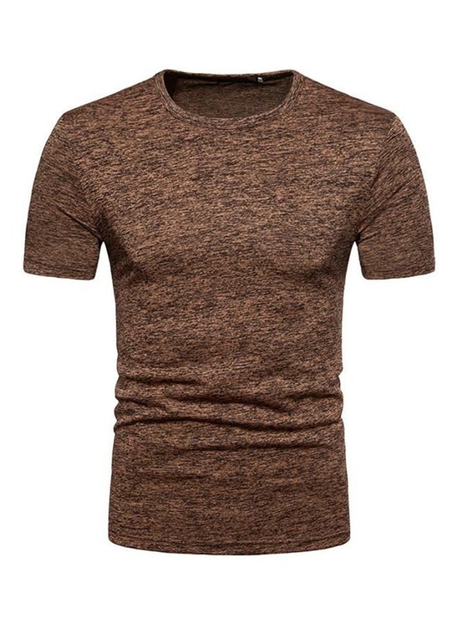 Generic - Polyester Round Neck T-shirt Coffee - Image 1