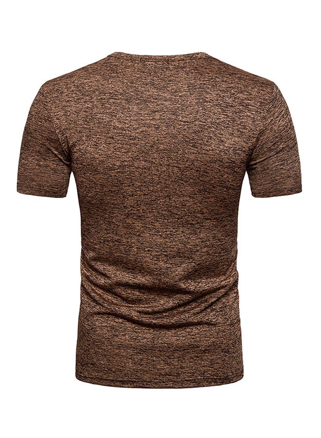 Generic - Polyester Round Neck T-shirt Coffee - Image 1
