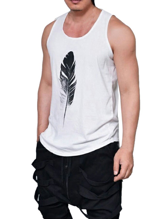 Feather Printed Vest White/Black  - Image 1