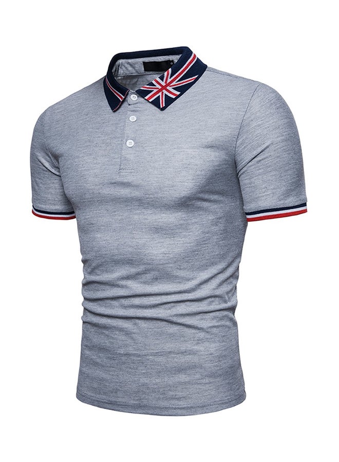 Generic - Short Sleeves Polo T-shirt Grey/Black/Red - Image 1