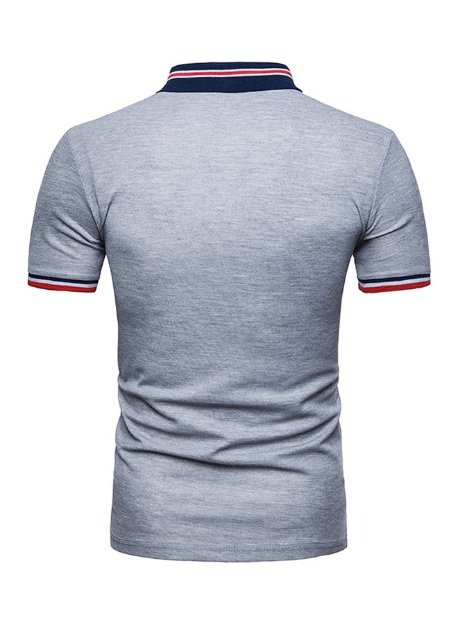 Generic - Short Sleeves Polo T-shirt Grey/Black/Red - Image 1
