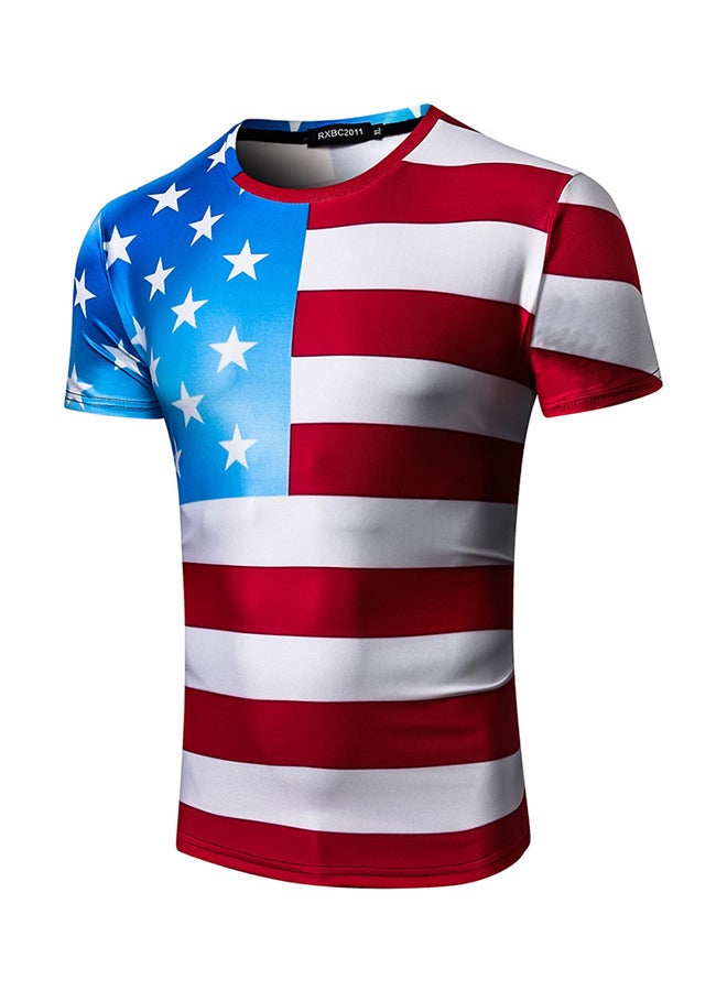 The Old Glory 3D Printed T-shirt White/Red/Blue  - Image 1
