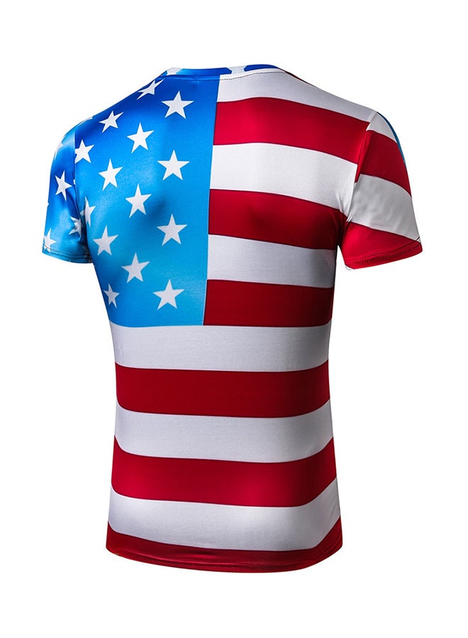 The Old Glory 3D Printed T-shirt White/Red/Blue  - Image 2