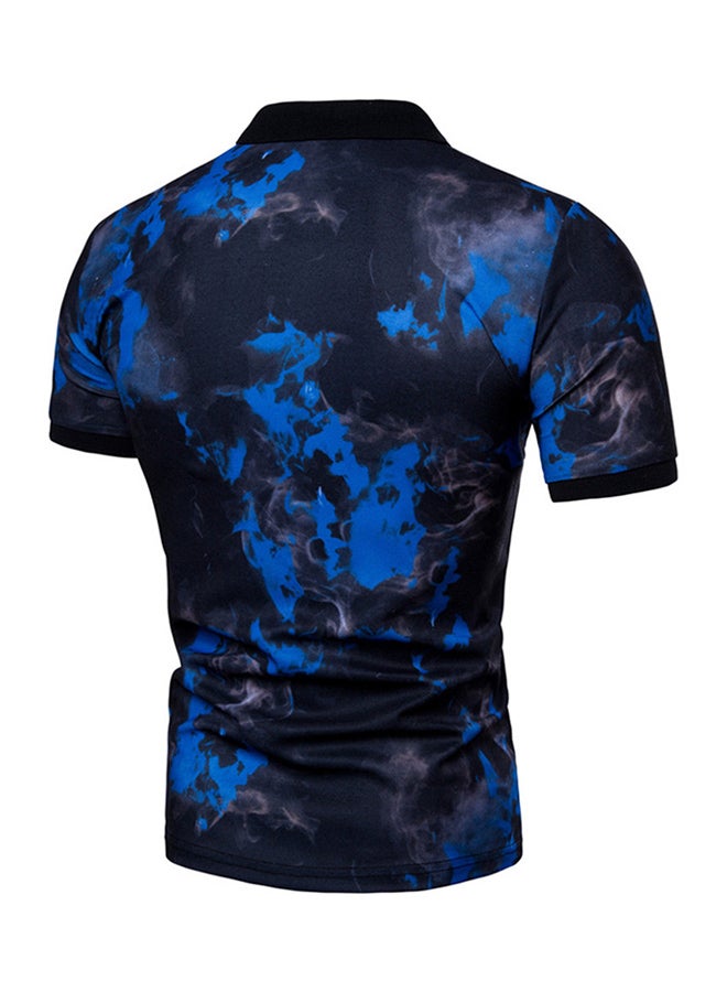 Printed Polo T-shirt Blue/Black - Image 2
