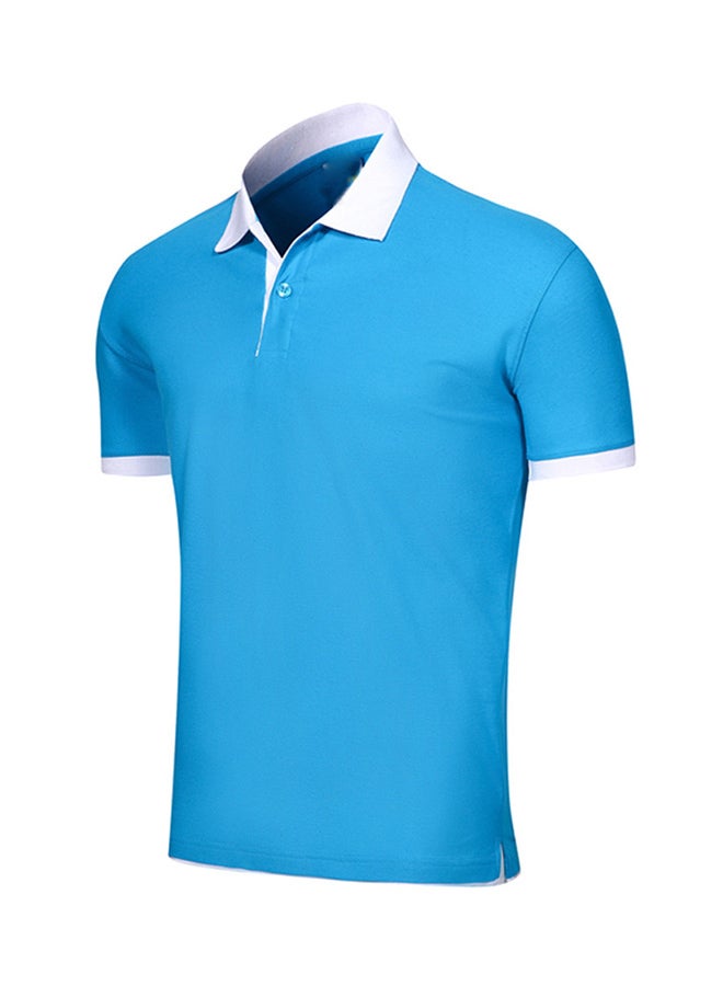 Short Sleeves Polo T-shirt Blue/White - Image 1