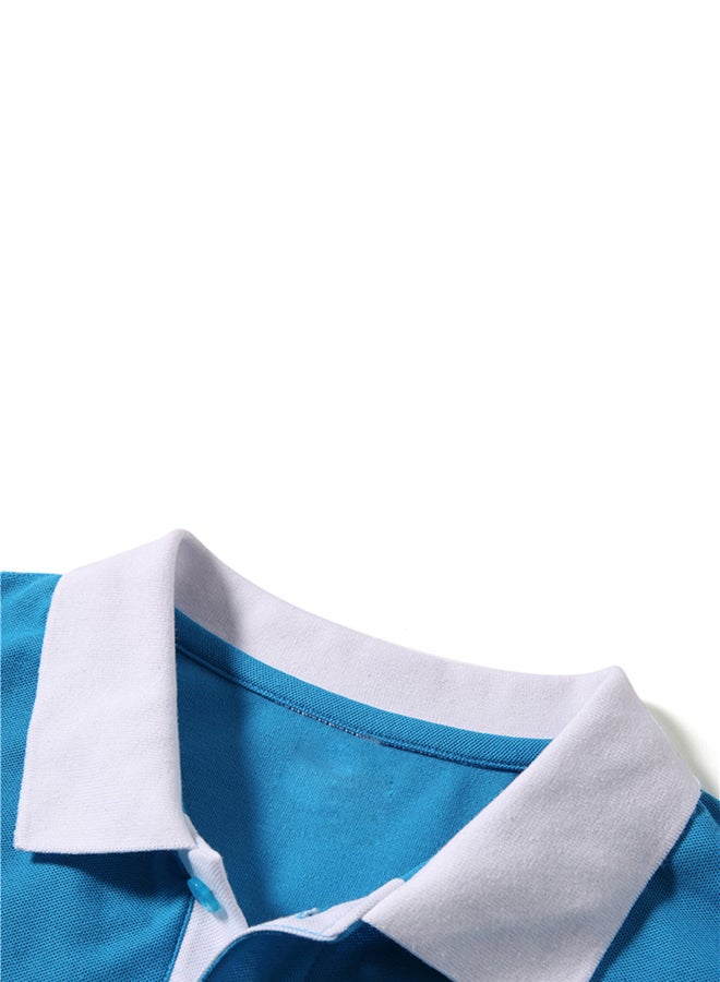 Short Sleeves Polo T-shirt Blue/White - Image 3