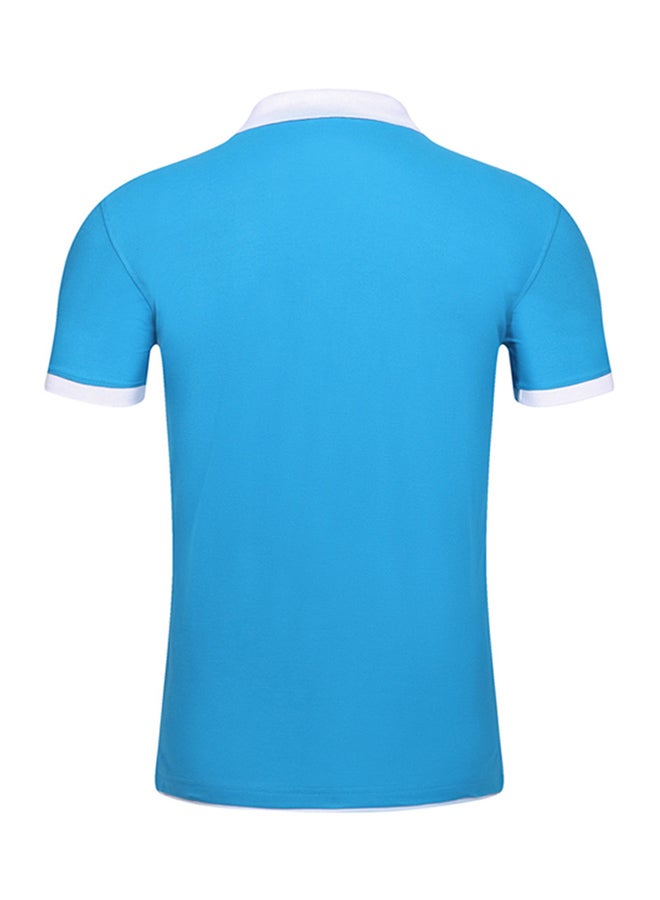Short Sleeves Polo T-shirt Blue/White - Image 2