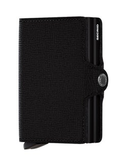Solid Leather Twin Wallet Black