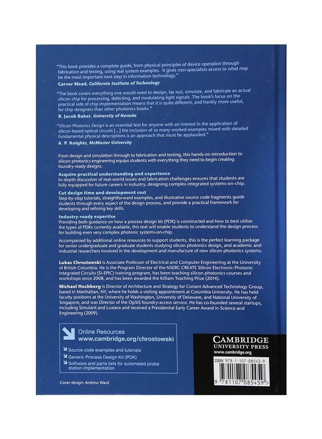 Silicon Photonics Design: From Devices To Systems Hardcover English by Michael Hochberg - 31-May-15