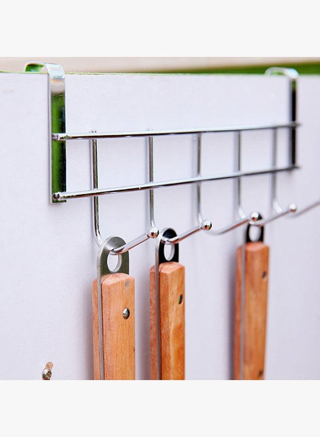 فاندر لايف علاقة ذات 8 خطافات يتم تثبيتها خلف باب خزانة المطبخ فضي - Image 2