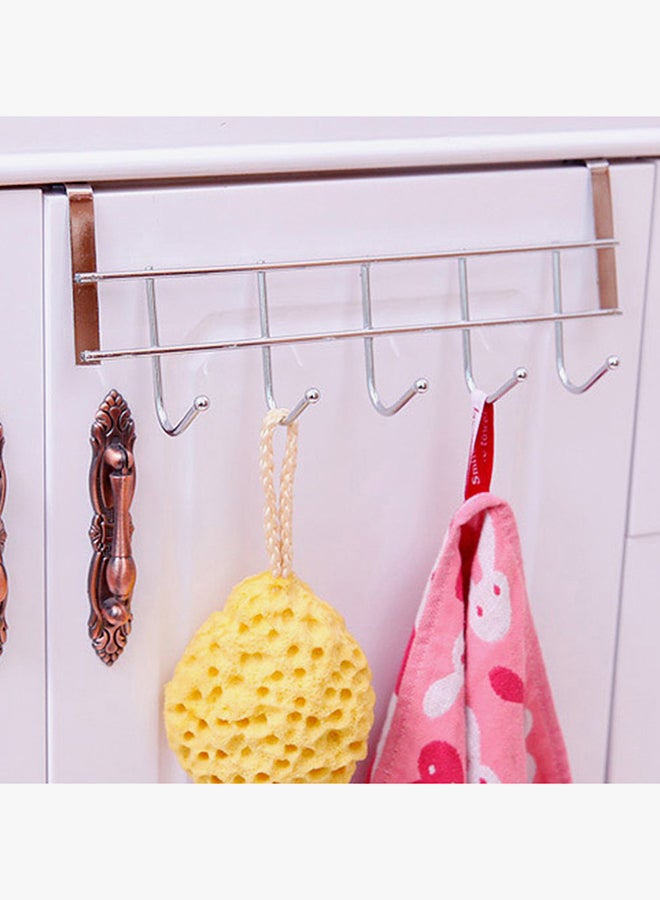 فاندر لايف علاقة ذات 8 خطافات يتم تثبيتها خلف باب خزانة المطبخ فضي - Image 3