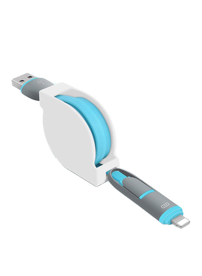 Tomtop 2-In-1 Data Sync Charging Cable White/Blue