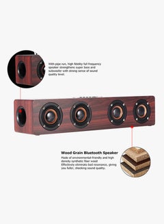 docooler Super Bass Subwoofer Bluetooth Speaker With Microphone Brown/Black  - Image 3