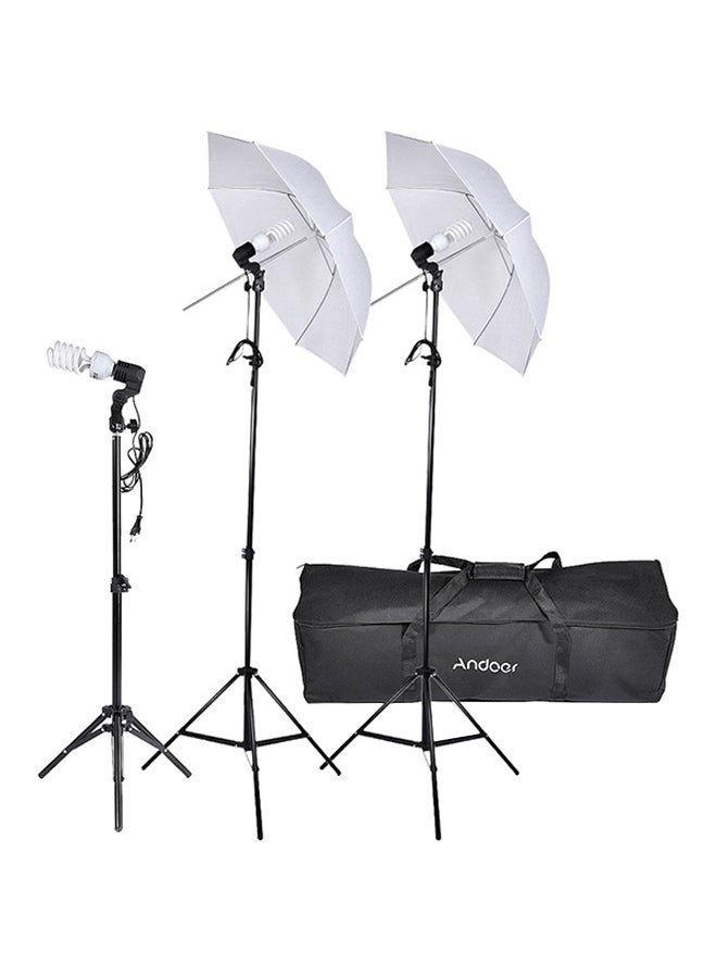 ANDOER Video Portrait Umbrella Continuous Triple Lighting Kit Black/White  - Image 1
