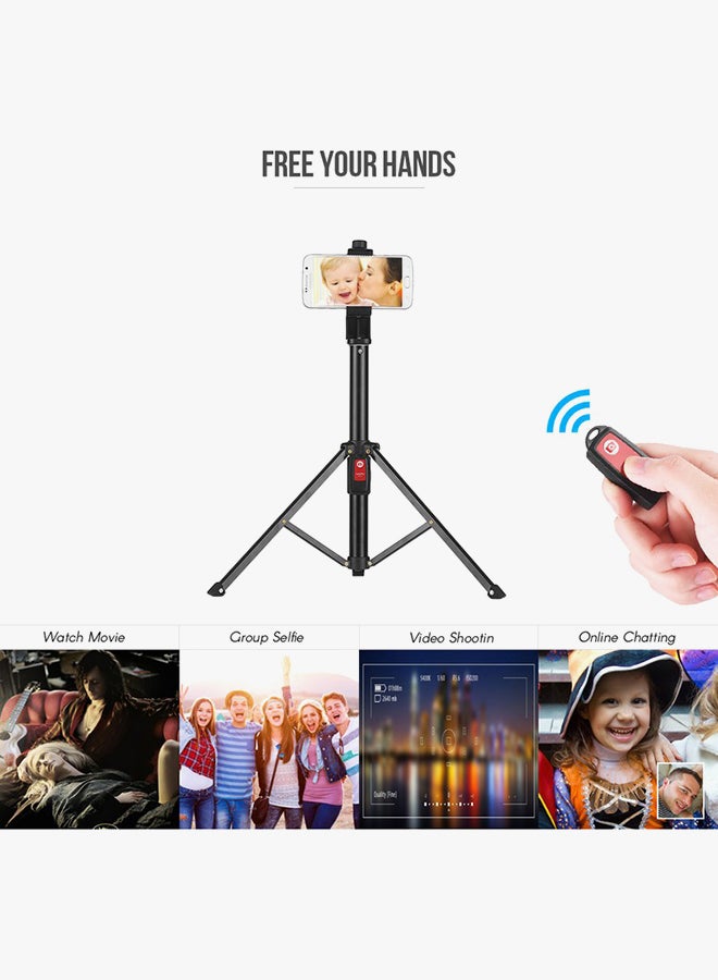 Portable Selfie Stand Tripod With Remote Control Black