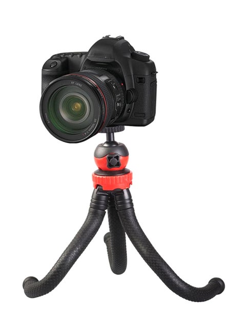 Mini Flexible Tripod Octopus Spider Stand Holder with 360° Ball Head for any Mobile + Camera + Free Holder Part - Black/Orange