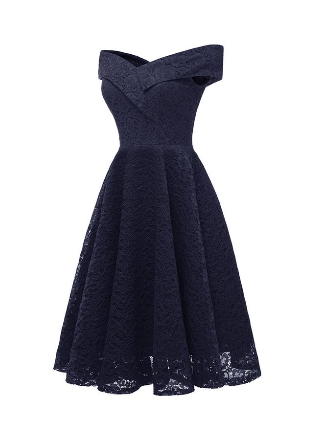 Sleeveless Lace A-Line Cocktail Dress L36134-3 Dark Blue - Image 3