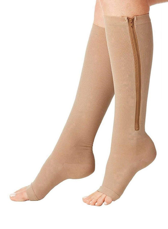 Generic 1 Pair Zip Sox Compression Socks EGB0340 Beige  - Image 1