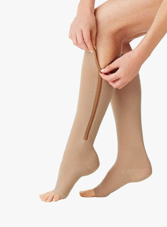 Generic 1 Pair Zip Sox Compression Socks EGB0340 Beige  - Image 2