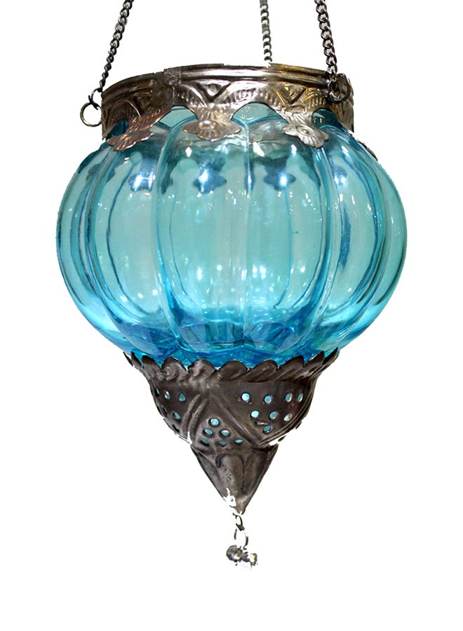 Antique Museum Hanging Candle Lamp Blue/Silver 17cm  - Image 2