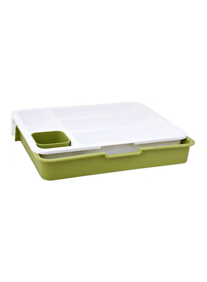 Liying Expandable Plastic Cutlery Storage Tray And Organiser Green 6x28x36cm - Image 1