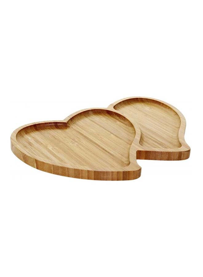 Bamboo Heart Shaped Tray Brown 1.5x18x27centimeter