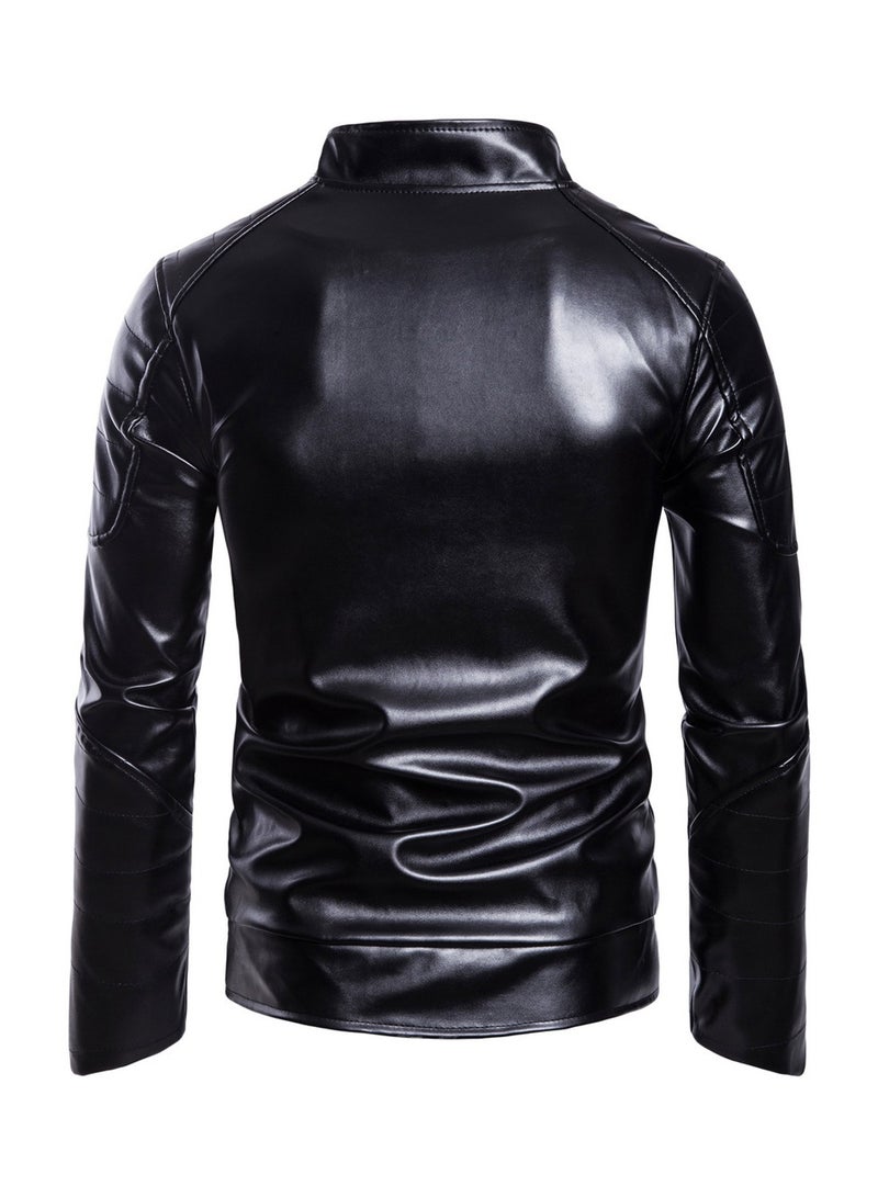 Leather Diamond Jacket Black - Image 2