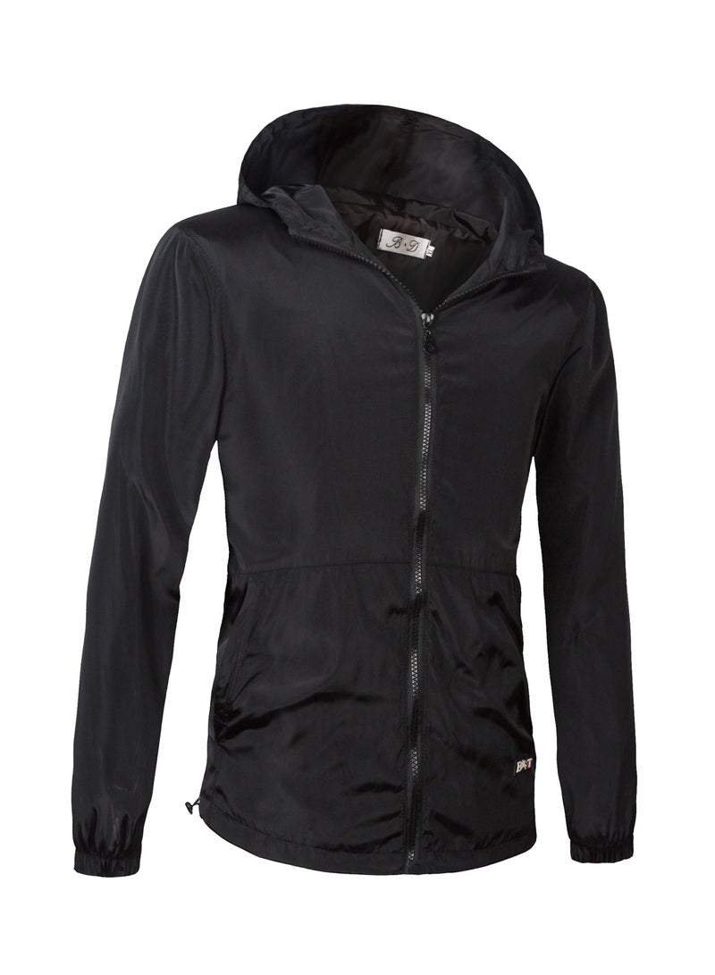 Solid Hooded Jacket Black - Image 1
