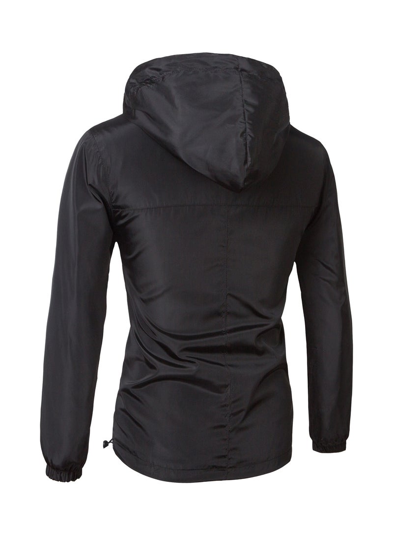 Solid Hooded Jacket Black - Image 2