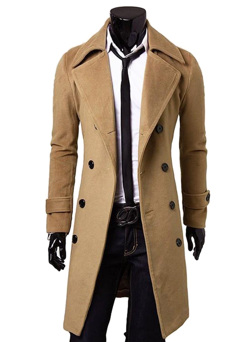 Generic - Long Trench Woolen Coat Brown - Image 1