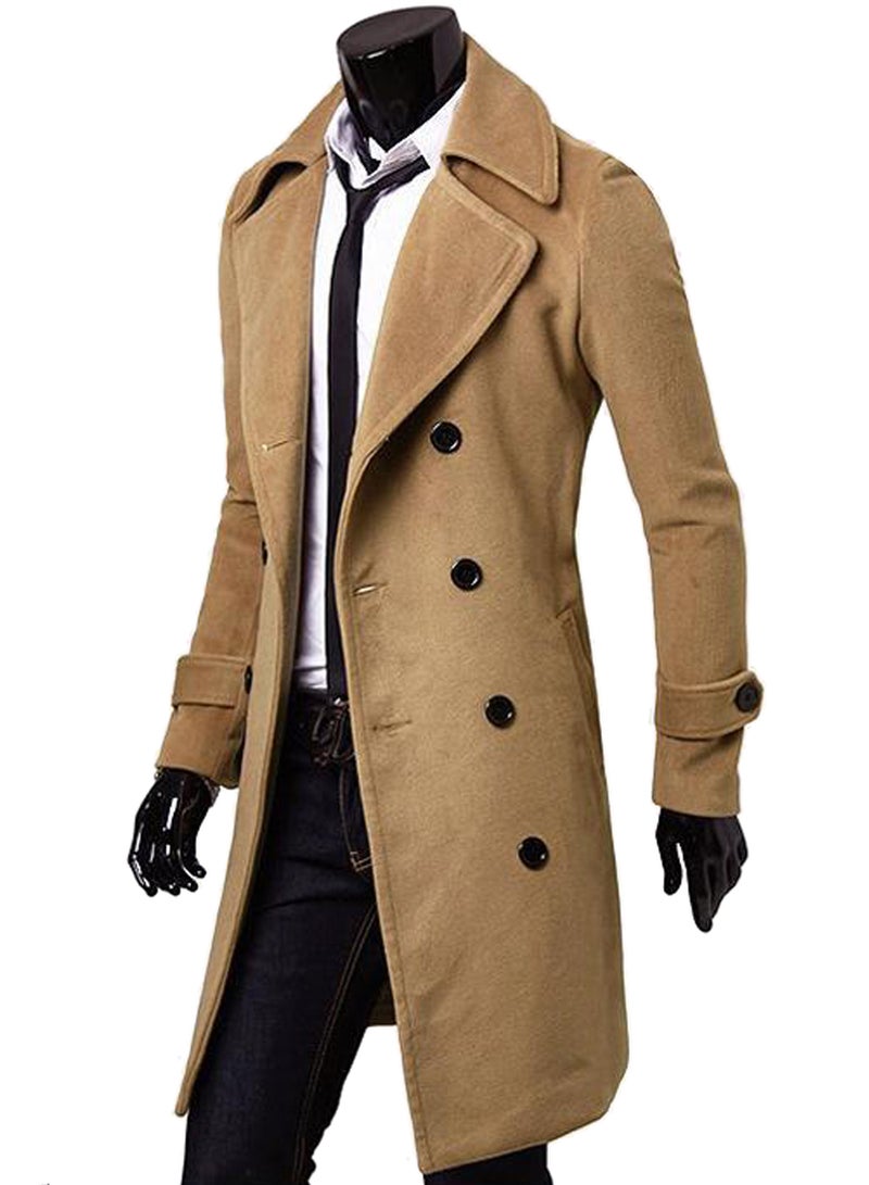 Generic - Long Trench Woolen Coat Brown - Image 1