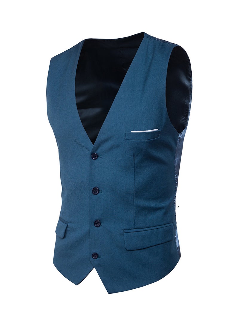 Solid Sleeveless Business Waistcoat Blue - v1534837144/N16442423V_1