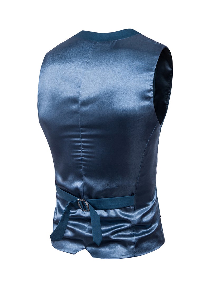 Solid Sleeveless Business Waistcoat Blue - v1534837145/N16442423V_2