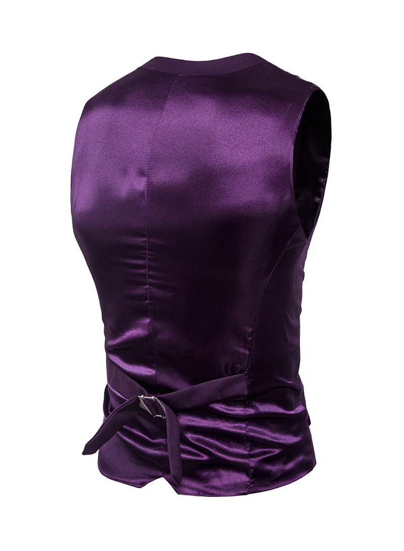 Generic - Solid Sleeveless Business Waistcoat Purple - Image 1